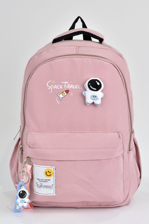 Elatae Unisex Çok Gözlü Günlük Seyahat Okul Sırt Çantası Pembe 51497 ürün görseli