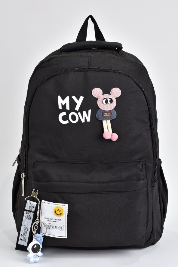 Elatae Kız Çocuk Genç Çok Gözlü Günlük Seyahat Okul Sırt Çantası Siyah 51498 ürün görseli