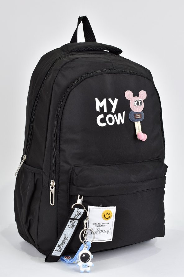 Elatae Kız Çocuk Genç Çok Gözlü Günlük Seyahat Okul Sırt Çantası Siyah 51498 - Resim 2