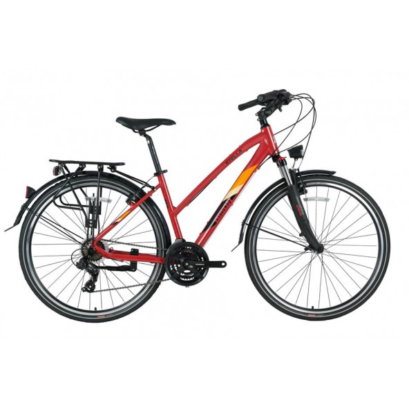 Bisan Stella City Kadın Şehir Bisikleti 45 Cm Kadro  28 Jant 21 Vites Kırmızı / Sarı-Kırmızı