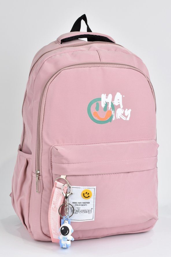 Elatae Unisex Çok Gözlü Günlük Seyahat Okul Sırt Çantası Pembe 51500 - 2