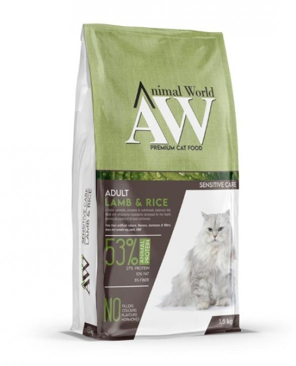 Aw Kuzu Etli Pirinçli Yetişkin Kedi Maması 1.5 Kg