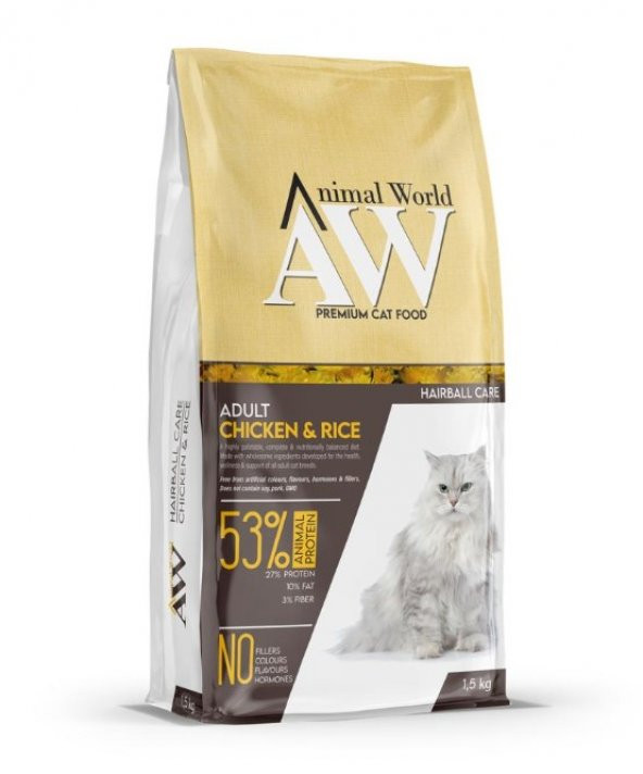 Aw Tavuklu Pirinçli Yetişkin Kedi Maması 1.5 Kg