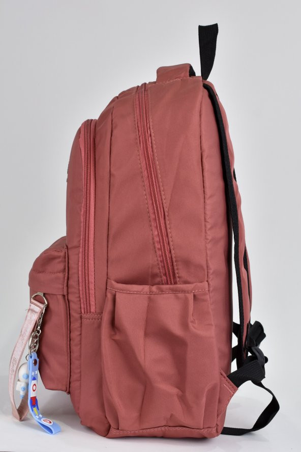 Elatae Unisex Çok Gözlü Günlük Seyahat Okul Sırt Çantası Gül Kurusu 51501 - 3