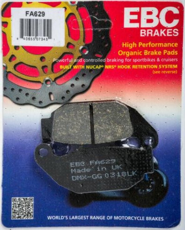 Ebc Fa629 2010-2017 Honda CBR 125 R Uyumlu Arka Fren Balatası Organik Balata