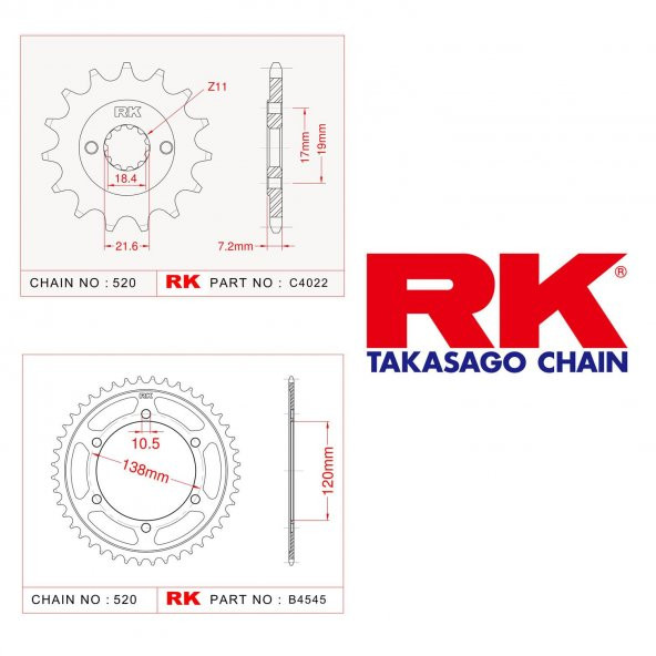 Honda CBR 250 Ön Arka Dişli RK 2011-2013