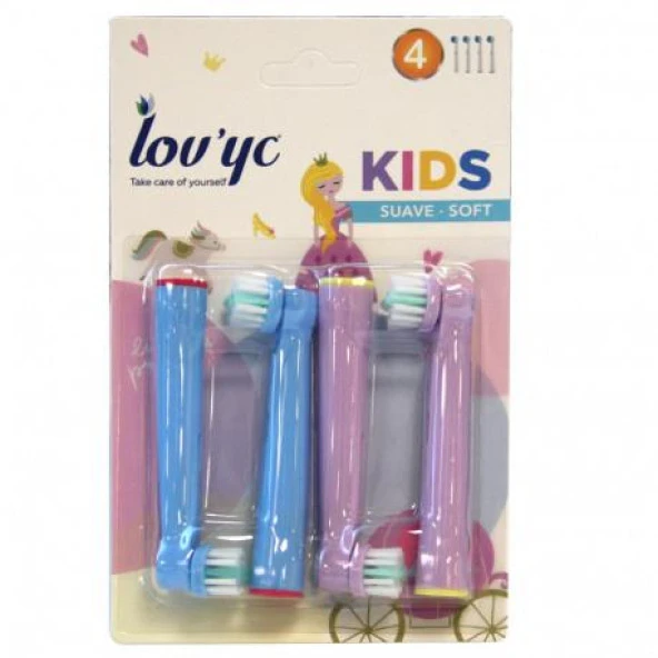 Lovyc Kids Princess Yumuşak 4lü Elektrikli Diş Fırçası Yedeği