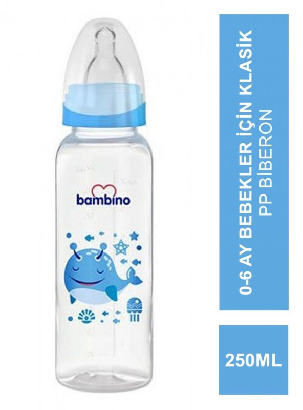 Bambino B019 Klasik PP Biberon 0-6 Ay 250 ml - Mavi