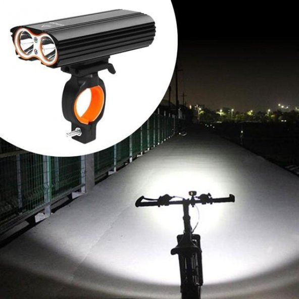 Şarj Göstergeli Uzun Menzil Su Geçirmez LED Bisiklet Feneri 1600 Lumen (579)