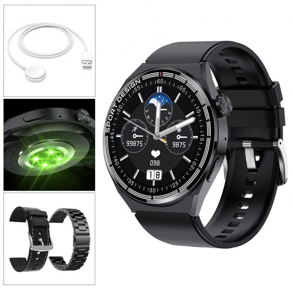 Watch Akıllı Saat Ios Androıd Kablosuz Şarj Bluetooth H4 Max