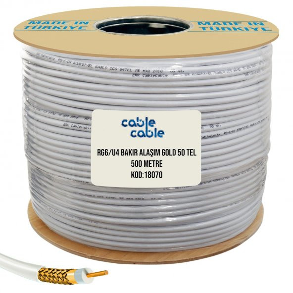 ANTEN KABLOSU RG6/U4 1.02MM 80TEL GOLD BAKIR ALAŞIM 500MT CABLECABLE