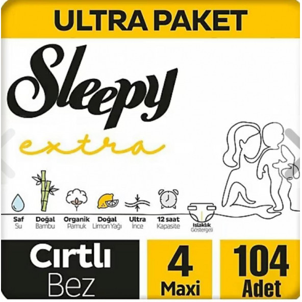 Sleepy Extra Günlük Aktivite 4 Numara Maxi 104'Lü Bebek Bezi