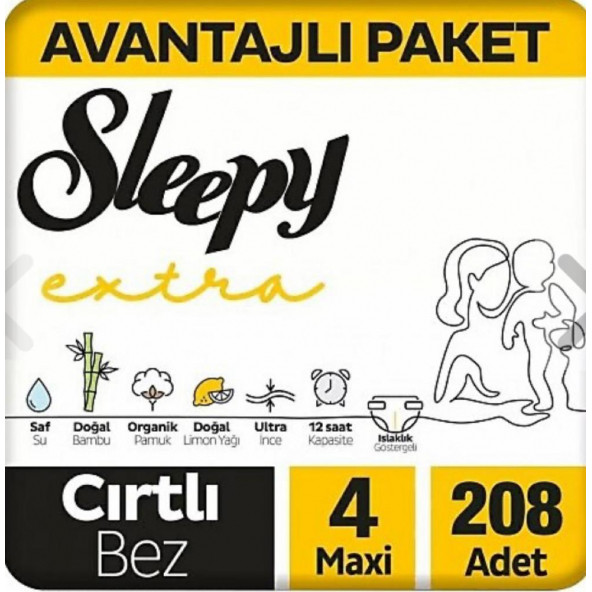 Sleepy Extra Günlük Aktivite 4 Numara Maxi 208'li Bebek Bezi