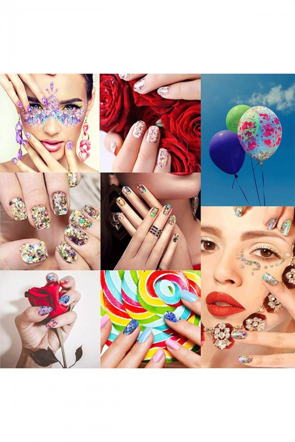 Nail Art 48 Adet Mega Sim Pul Boncuk Seti Tırnak Göz Çevresi Süsleme Kalıcı Oje Protez Tırnak - 2