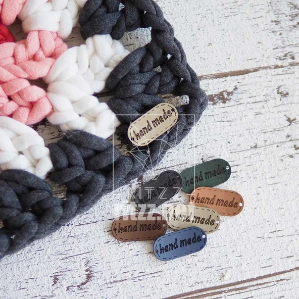 Deri Etiket Handmade Oval 10 Adet - 2