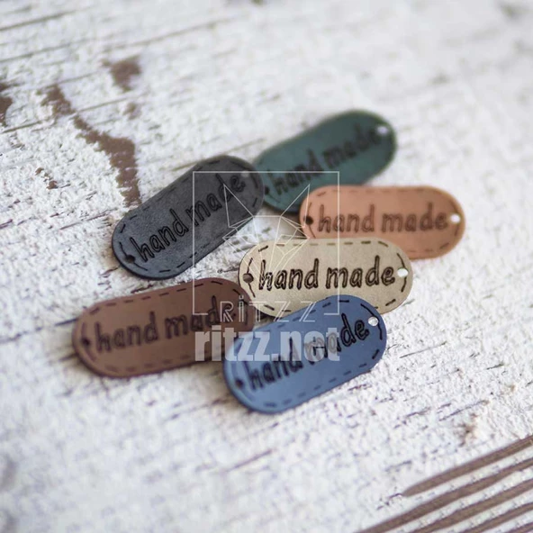 Deri Etiket Handmade Oval 10 Adet - 3