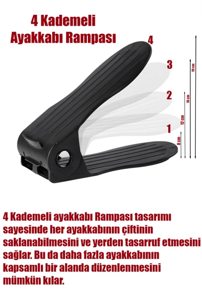 Porsima Org -201 12 li Ayakkabı Rampası Ayakkabı Düzenleyici Dolap İçi Organizer - Siyah