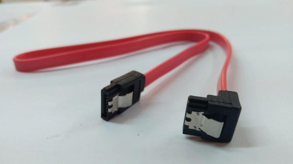 SATA Klipsli 90 Derece DATA Kablosu Kırmızı 50 cm