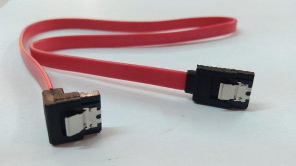 SATA Klipsli 90 Derece DATA Kablosu Kırmızı 50 cm - 2