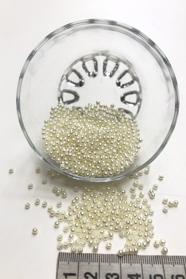Krem Rengi İnci Boncuk Plastik 2 mm