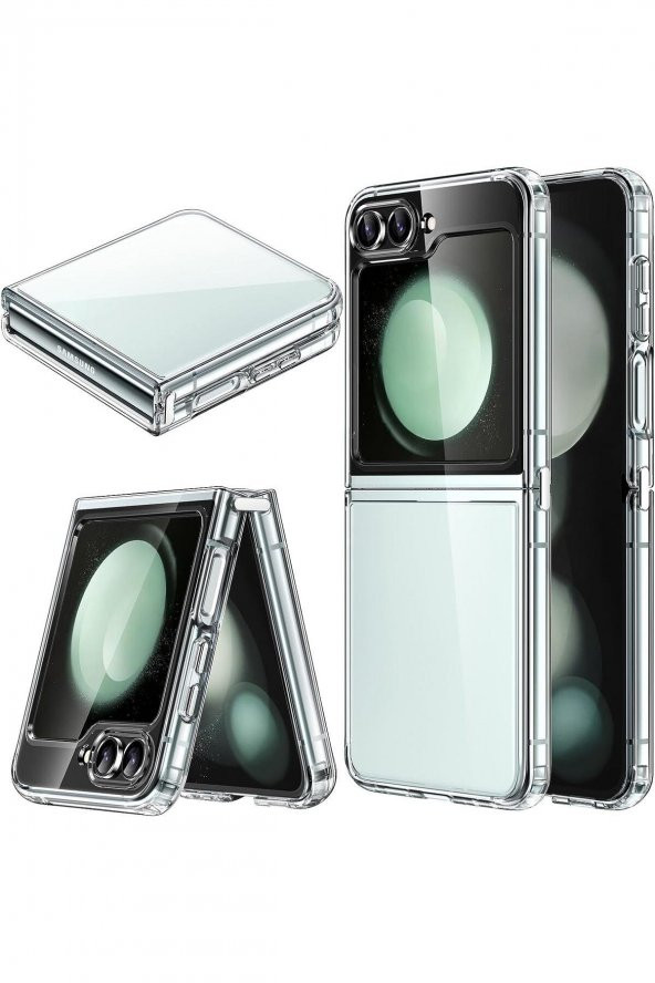 Samsung Z Flip 5 ile Uyumlu 2 Parçalı Şeffaf Kılıf - 5