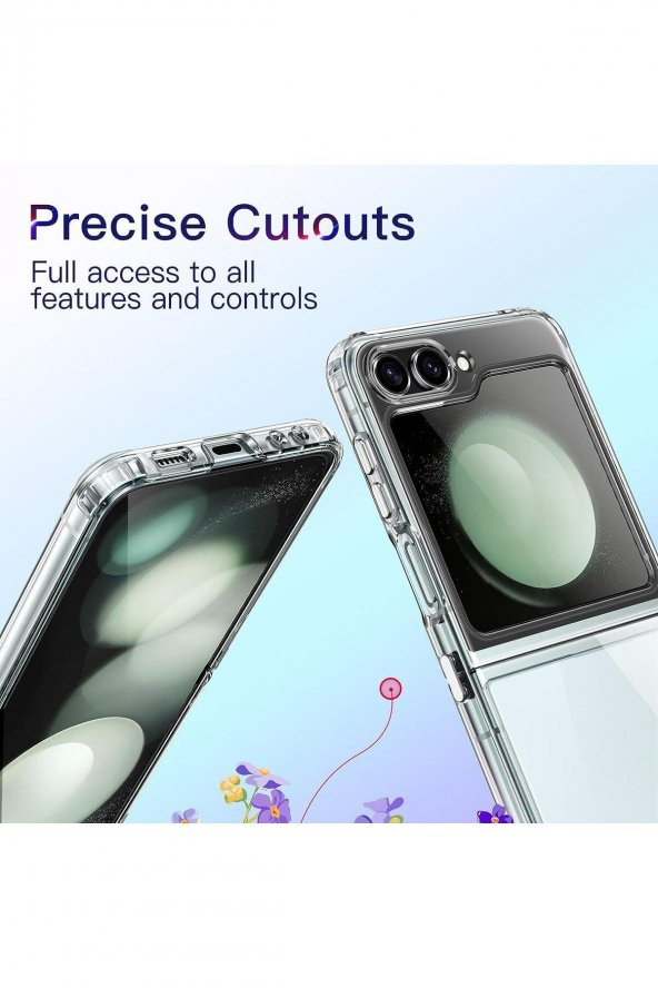 Samsung Z Flip 5 ile Uyumlu 2 Parçalı Şeffaf Kılıf - 6