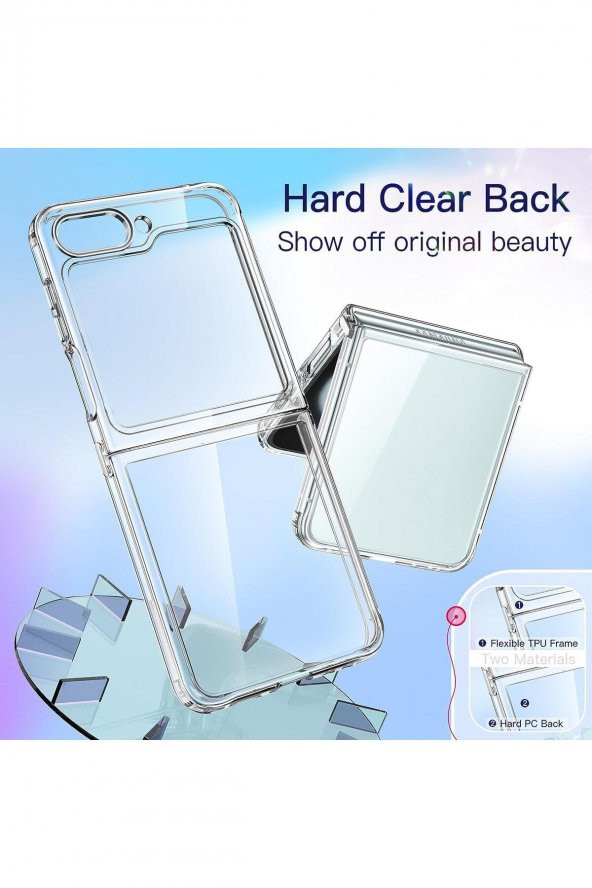 Samsung Z Flip 5 ile Uyumlu 2 Parçalı Şeffaf Kılıf - 7