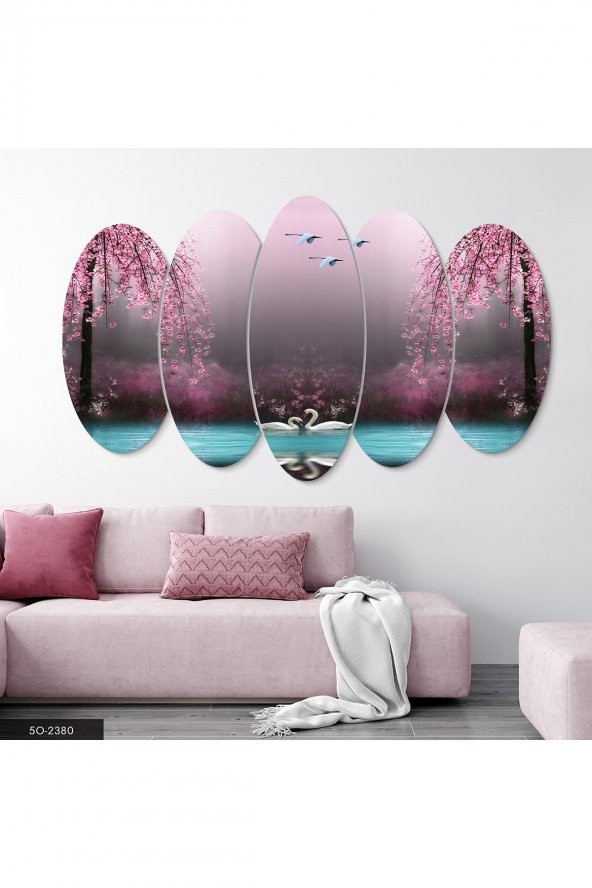 Evinemoda Kuğu Gölü 5 Parçalı Mdf Tablo