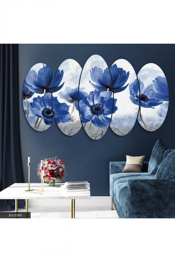 Evinemoda Çiçekler 5 Parçalı Mdf Tablo