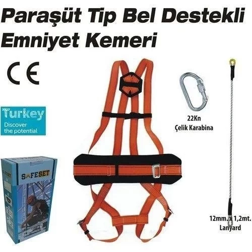 Safeset Paraşüt Tipi Emniyet Kemeri Bel Destekli