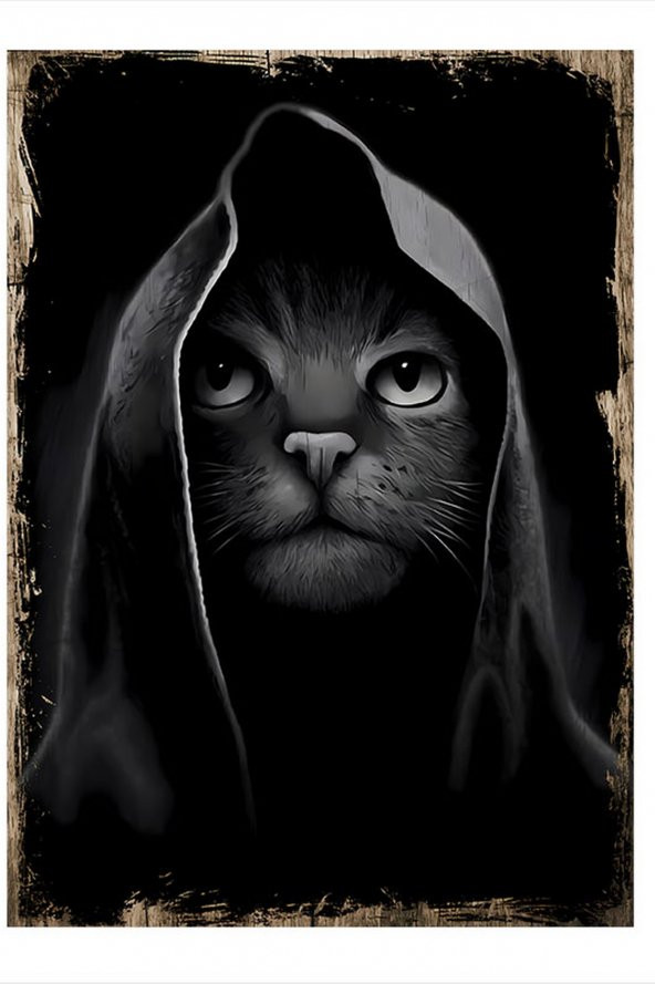 Karizma Tablo Siyah Kedi Mdf poster 18cm X 27cm