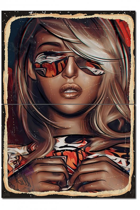 Karizma Tablo Güneş Gözlüğü Ve Kadın Dekoratif ahşap Tablo 70cmX 100cm