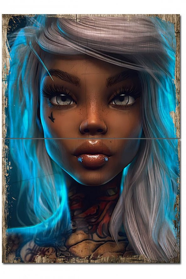 Karizma Tablo Beyaz Saçlı Kız Mdf poster 70cmX 100cm