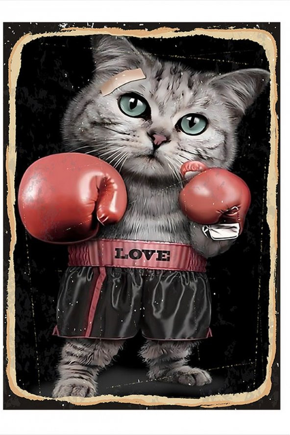 Karizma Tablo Boksör Kedi Art Mdf Poster 35cm X50cm