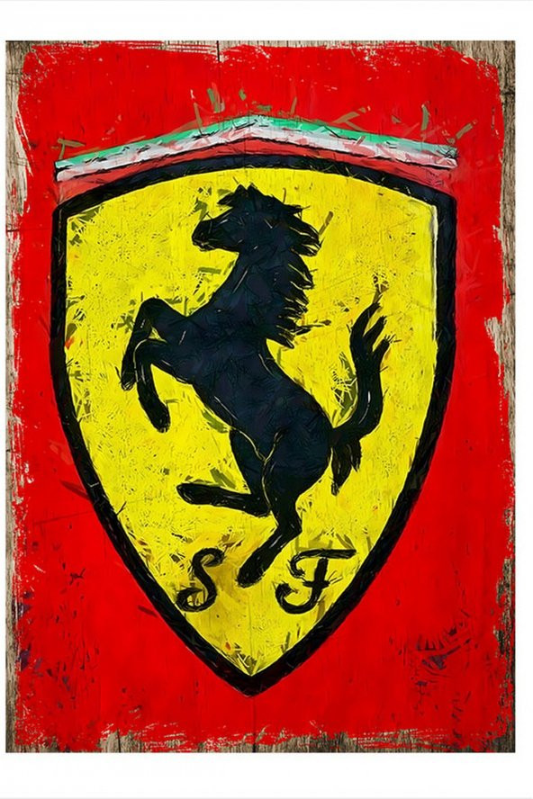 Karizma Tablo Ferrari Tasarım Ahşap Tablo 25cmX 35cm - 1