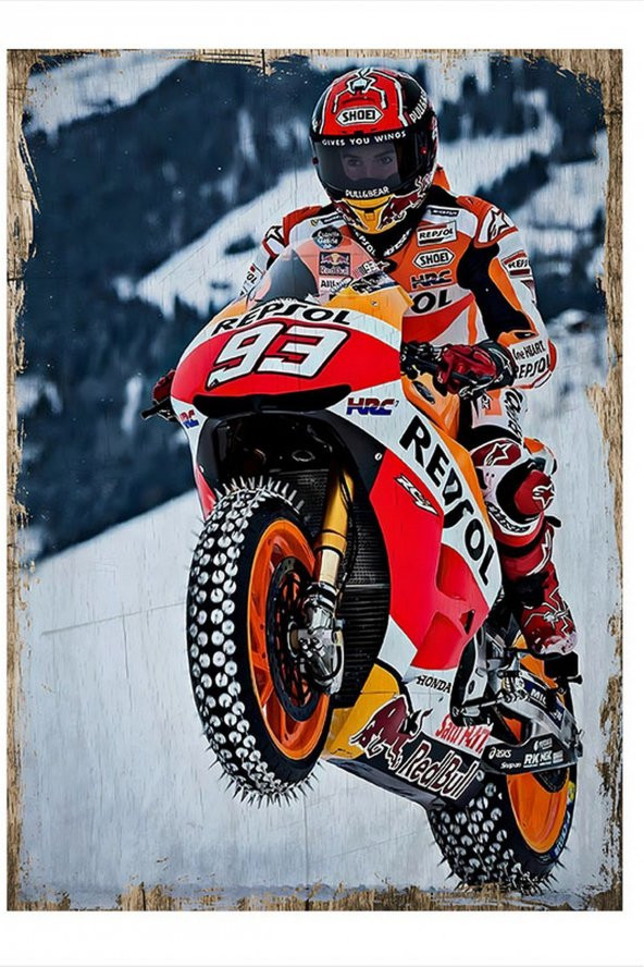 Karizma Tablo Repsol Motosiklet Hediyelik Ahşap Tablo 18cm X 27cm