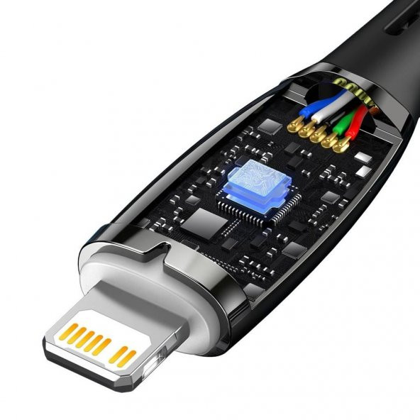 Baseus Led Işıklı Super Şarj 20W 1Mt İphone Şarj Kablosu İpad İphone 11 Pro 12 12 Pro Max Şarj Kablo - 4