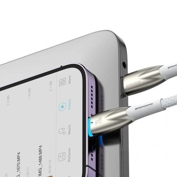 Baseus Led Işıklı Super Şarj 20W 1Mt İphone Şarj Kablosu İpad İphone 11 Pro 12 12 Pro Max Şarj Kablo - 7