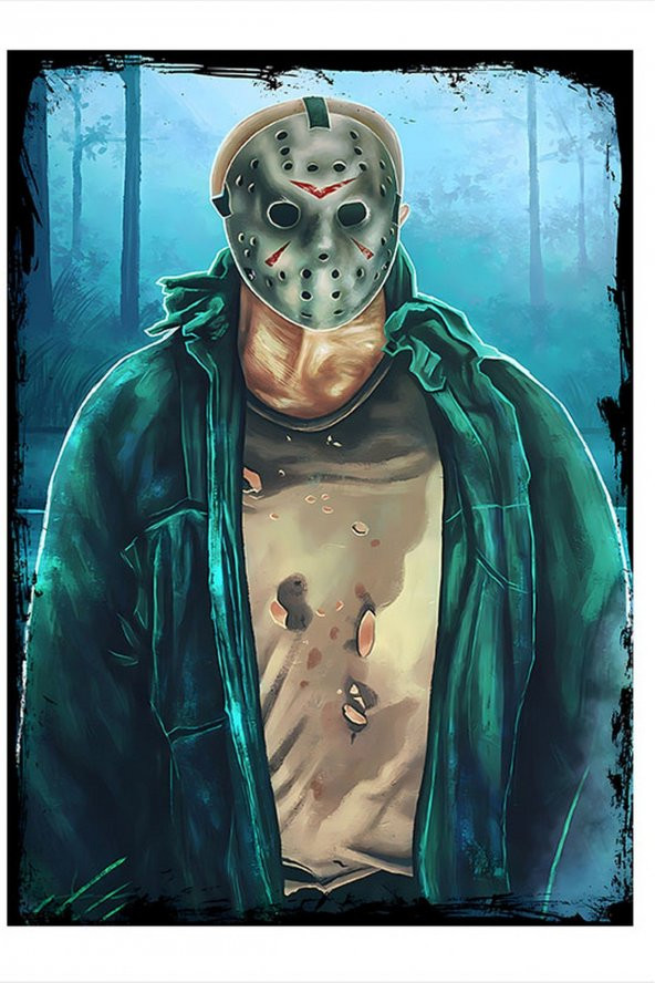 Karizma Tablo Maskeli Katil Jason Voorhees Hediyelik Ahşap Tablo 50cmX 70cm