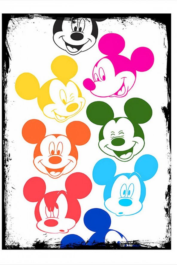 Karizma Tablo Renkli Mickey Mouselar Model Ahşap Tablo 50cmX 70cm - 1