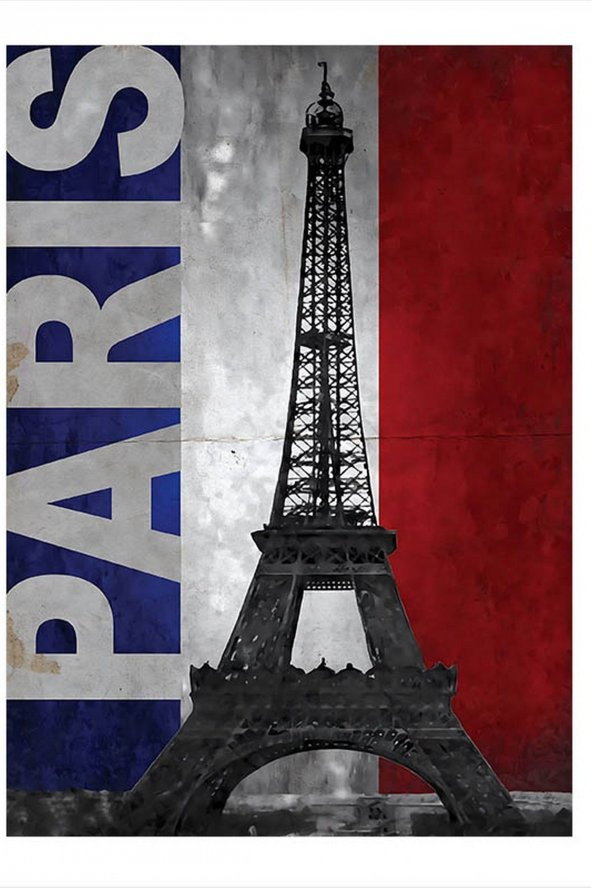 Karizma Tablo Paris Eyfel Kulesi Ve Bayrak Desenli Ahşap Tablo 50cmX 70cm