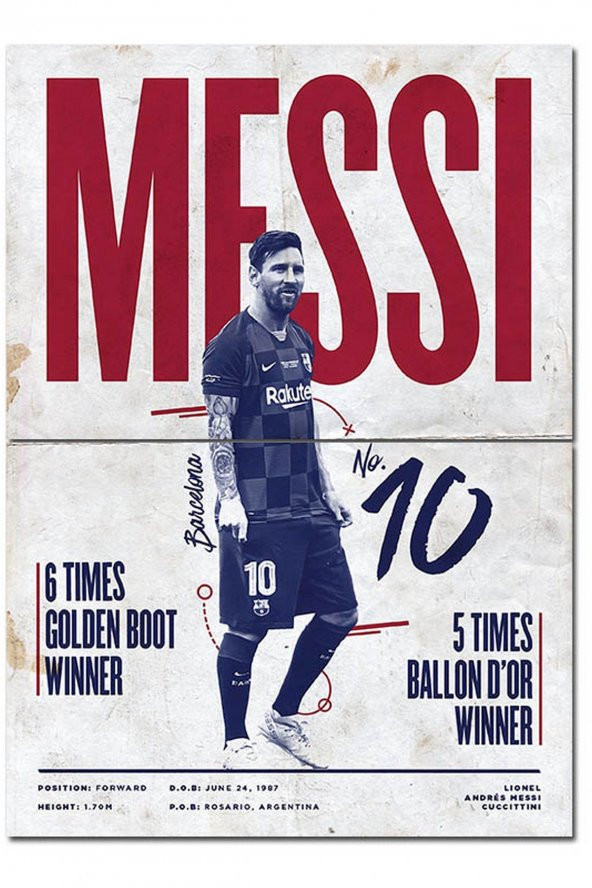 Karizma Tablo Lionel Messi Futbol Afişi Hediyelik Mdf Tablo 70cmX 100cm