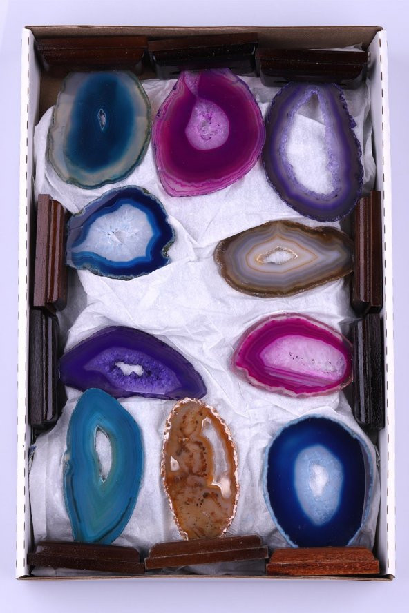 Standlı Akik Doğal Taş Plaka Set - Resim 2