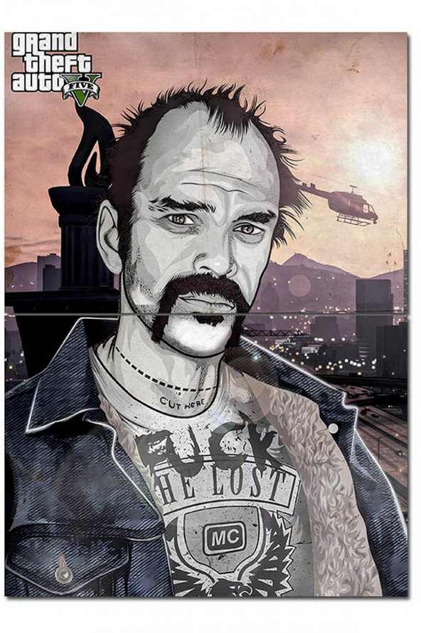 Karizma Tablo Grand Theft Aıuto 5 Hediyelik Ahşap Tablo 70cmX 100cm