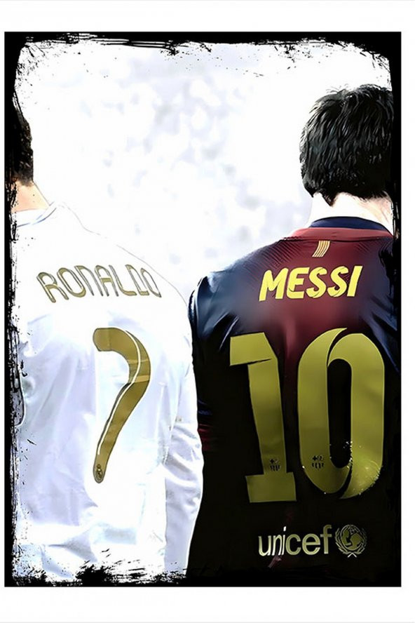 Karizma Tablo Ronaldo Messi Art Mdf Poster 50cmX 70cm - 1