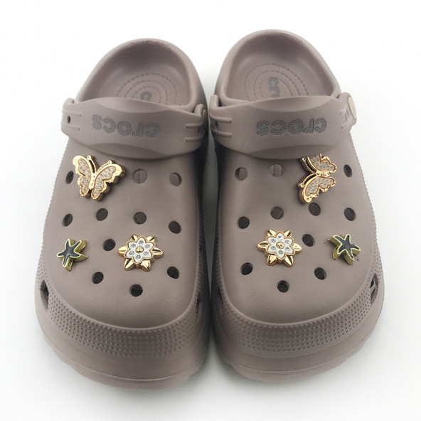 Yüksek Taban Jibbitz Süslü Crocs Kahve Terlik & Sandalet