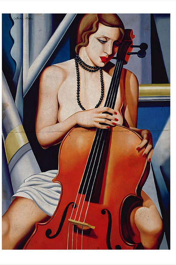 Karizma Tablo Cello Çalan Kadın Hediyelik Mdf Tablo 18cm X 27cm
