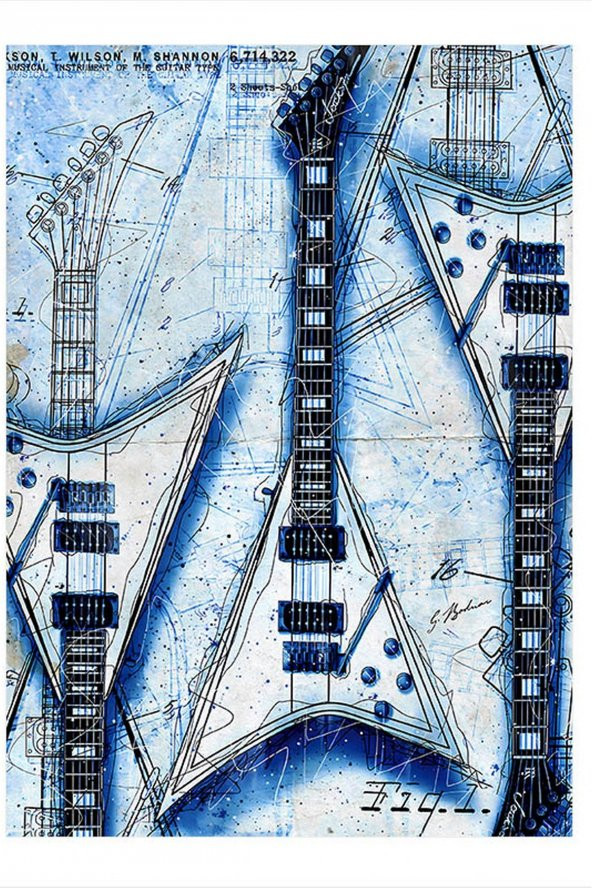 Karizma Tablo Bas Gitar Çizim Dekoratif ahşap Tablo 50cmX 70cm