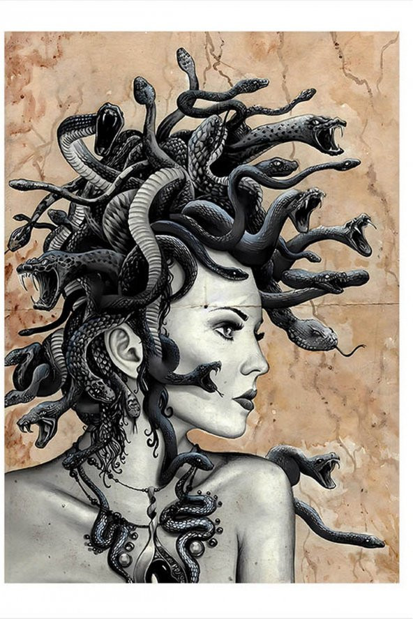 Karizma Tablo Gotik Medusa  Mdf poster 50cmX 70cm