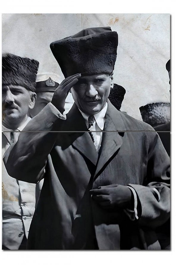 Karizma Tablo Mustafa Kemal Atatürk Asker Selamlarken Mdf Tablo 70cmX 100cm - 1